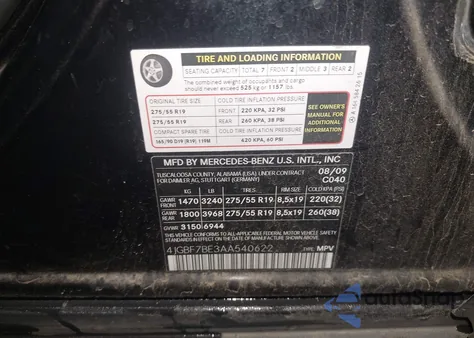 2010 Mercedes-Benz Gl 450 4Matic z USA, uszkodzony, nr VIN 4JGBF7BE3AA540622